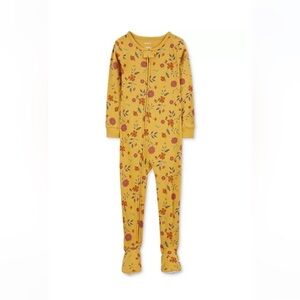 Carter's Toddler Girls Yellow 1 Piece Floral Print Snug Fit Footed Pajamas PJ 4T